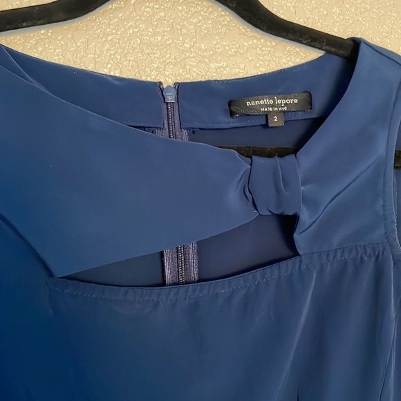 Nanette Lepore Peekaboo front Dark Navy Blue Tank zipper back EUC Size 2 - Picture 3 of 7